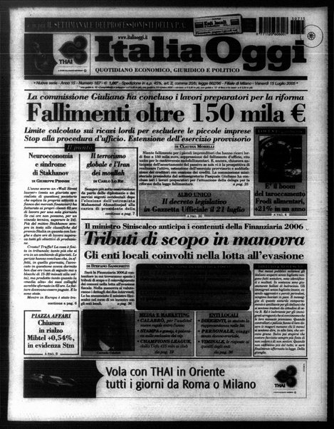 Italia oggi : quotidiano di economia finanza e politica